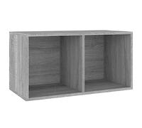 vidaXL Boîte de Rangement à Disques Classeur Organisateur Table de Chevet Bureau Chambre d'Étude Chambre à Coucher Vinyle Sonoma Gris 71x34x36 cm