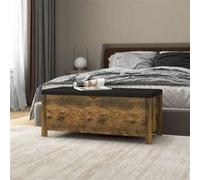 vidaXL Boîte de Rangement avec Coussin Banc d'Entrée Boîte à Oreillers Boîte à Couvertures Couloir Salon Chêne Fumé 105x40x45 cm Aggloméré 326776 Brun
