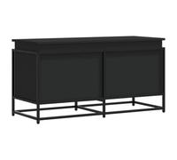 vidaXL Boîte de rangement avec couvercle noir bois d'ingénierie, boîte à couvertures, coffre de rangement, boîte de rangement pour jouets