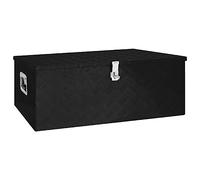 vidaXL Boîte de Rangement, Bac de Rangement avec Couvercle et Poignée, Coffre à Outils, Caisse de Remorque Transport, Noir 100x55x37 cm Aluminium