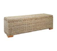 vidaXL Boîte de Rangement, Banc avec Cadre en Bois, Bout de Canapé, Meuble de Salon Chambre à Coucher Entrée, Marron Rotin Kubu Naturel et Bois d'acajou Massif