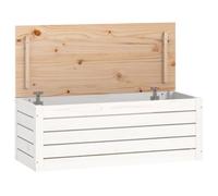 vidaXL Boîte de Rangement Banc de Rangement Coffre de Rangement Boîte à Outils Organisateur Maison Blanc 89x36,5x33 cm Bois Massif de Pin