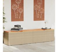 vidaXL Boîte de rangement de jardin Beige en résine tressée bois d'acacia