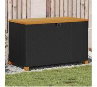 Vidaxl Boîte De Rangement De Jardin Noir Résine Tressée Bois D'acacia
