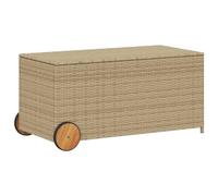 Vidaxl Boîte De Rangement De Jardin Et Roues Mélange Beige 190l Rotin