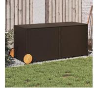 vidaXL Boîte de rangement de jardin à roulettes 283 L poly rotin marron