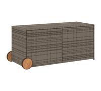 vidaXL Boîte de Rangement de Jardin et Roues, Coffre à Outils, Meuble de Rangement, Organisateur de Terrasse Patio, Gris Résine Tressée