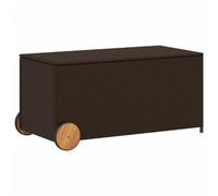 Vidaxl Boîte De Rangement De Jardin Et Roues Marron 190l Poly Rotin