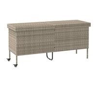 Vidaxl Boîte De Rangement De Jardin Et Roues Gris Clair Résine Tressée