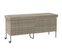 vidaXL Boîte de rangement de jardin en résine tressée avec roulettes Gris clair pour coussins