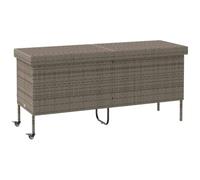 vidaXL Boîte de Rangement de Jardin et Roues Gris résine tressée