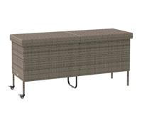 vidaXL Boîte de rangement de jardin et roues gris résine tressée, boîte de rangement d'extérieur, rangement de coussins de 4103833