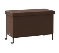 Vidaxl Boîte De Rangement De Jardin Et Roues Marron Résine Tressée