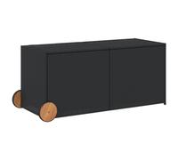 vidaXL Boîte de rangement de jardin Résine tressée 100x50x50 cm 283 L avec roues Noir