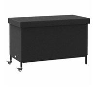 vidaXL Boîte de rangement de jardin et roues noir résine tressée, boîte de rangement d'extérieur, rangement de coussins de 4103826