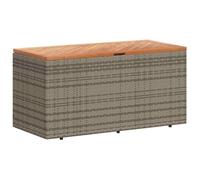 vidaXL Boîte de rangement de jardin Coffre à outils Gris Résine tressée Bois d'Acacia