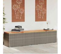 vidaXL Boîte de rangement de jardin Gris en résine tressée et bois d'acacia