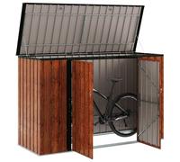 vidaXL Boîte de Rangement de Jardin Marron 214 x 82 x 132 cm Acier, Table Moderne, rectangulaire, Durable, avec Rangement pour Petits espaces, Parfaite pour Vos Repas et Votre Travail, avec Un Design