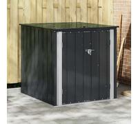 vidaXL Boîte de Rangement de Jardin Noir 101,5 x 107 x 100 cm Acier, Table élégante, rectangulaire, moderne et durable, pour tout espace de salle à manger, facile à nettoyer, style chic, utilisable pa