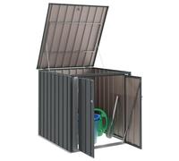 vidaXL Boîte de Rangement de Jardin Noir 101,5 x 107 x 100 cm Acier, Table élégante, rectangulaire, moderne et durable, pour tout espace de salle à manger, facile à nettoyer, style chic, utilisable pa