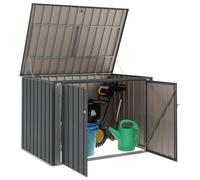 vidaXL Boîte de Rangement de Jardin Noir 151,5 x 107 x 100 cm Acier, Table élégante, rectangulaire, moderne et durable, pour tout espace de salle à manger, facile à nettoyer, style chic, utilisable pa