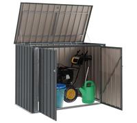 vidaXL Boîte de Rangement de Jardin Noir 151,5 x 82 x 110,5 cm Acier, Table moderne, rectangulaire, durable, avec rangement pour petits espaces, parfaite pour vos repas et votre travail, avec un desig