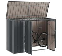 vidaXL Boîte de Rangement de Jardin Noir 214 x 82 x 132 cm Acier, Table moderne, rectangulaire, durable, avec rangement pour petits espaces, parfaite pour vos repas et votre travail, avec un design st