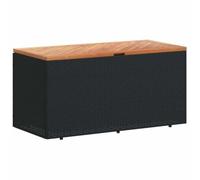 vidaXL Boîte de rangement de jardin 365955 – Résine tressée noir, bois d'acacia