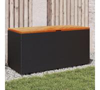 Vidaxl Boîte De Rangement De Jardin Noir Résine Tressée Bois D'acacia