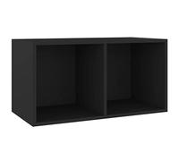 vidaXL Boîte de Rangement de Vinyles, Armoire de Classement, Étagère de Collection de Disques, Organisateur de Maison Salon Intérieur, Noir Bois d’Ingénierie