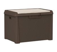 vidaXL Boîte de Rangement Jardin Coussin de Siège, Coffre à Outils avec Couvercle, Organisateur de Terrasse Patio, Moderne,Marron PP