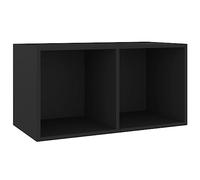 vidaXL Boîte de Rangement vinyles 71x34x36 cm, Noir, 2 Compartiments, Dos Solide, Meuble pour vinyles, Boîte de Transport, Utilisation Horizontale & Verticale, Étagère Collection Musicale