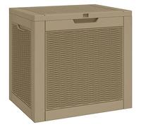 vidaXL Boîte de Stockage de Jardin, Coffre à Outils avec Couvercle, Bac de Rangement, Organisateur de Terrasse Piscine, Marron Clair PP