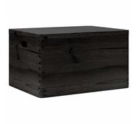 vidaXL Boîte en Bois avec Couvercle et poignées Noir Bois pin Massif, boîte de Rangement en Bois, Caisse en Bois, boîte à Bijoux en Bois