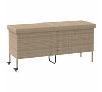 Vidaxl Boîte Rangement Jardin Roues Beige 160x55x75 Cm Résine Tressée