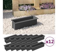 12× Boîtes à Fleurs pour Palettes Euro Gris 36x13,5x9,5cm PP Jardin vidaXL