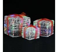 vidaXL Boîtes-cadeaux de Noël décoratives 3 pcs Acrylique colorées