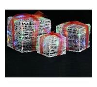 3x Boîtes-cadeaux de Noël Décoratives Acrylique Blanc Froid Lumineuses vidaXL