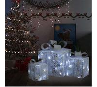 vidaXL Boîtes-cadeaux de Noël Décoratives 3 pcs Extérieur Intérieur Lumineuses Décoration de Vacances Boîtes de Noël 329766