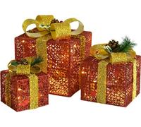 vidaXL Boîtes cadeaux Set de décoration 3 pcs. Rouge Outdoor Indoor