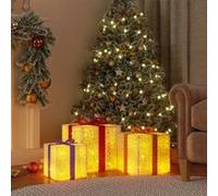 vidaXL Boîtes de Noël lumineuses 3 pcs 64 LED blanc chaud Cadeau de Noël 356244