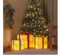 vidaXL Boîtes de Noël lumineuses 3 pcs 64 LED blanc chaud Cadeau de Noël 356244