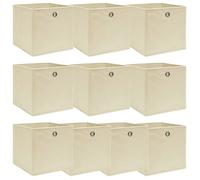 vidaXL Boîtes de rangement 10 pcs Crème 32x32x32 cm Tissu