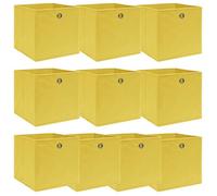 vidaXL Boîtes de rangement 10 pcs Jaune 32x32x32 cm Tissu