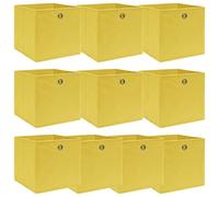vidaXL Boîtes de rangement 10 pcs Jaune 32x32x32 cm Tissu