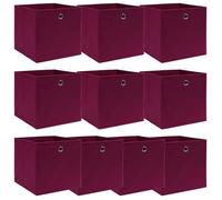 vidaXL Boîtes de rangement 10 pcs Rouge foncé 32x32x32 cm Tissu
