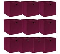 vidaXL Boîtes de rangement 10 pcs Rouge foncé 32x32x32 cm Tissu
