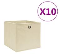 vidaXL Boîtes de rangement 10 pcs Tissu intissé 28x28x28 cm Crème