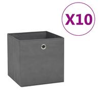 vidaXL Boîtes de rangement 10 pcs Tissu intissé 28x28x28 cm Gris Gris