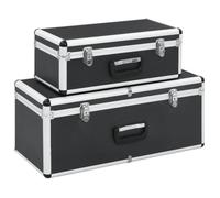 vidaXL Boîtes de rangement 2 pcs Noir Aluminium
